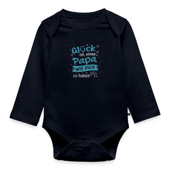 Glück ist einen Papa wie Dich zu haben Papa Spruch - Baby Bio-Langarm-Body - Navy - Vorne