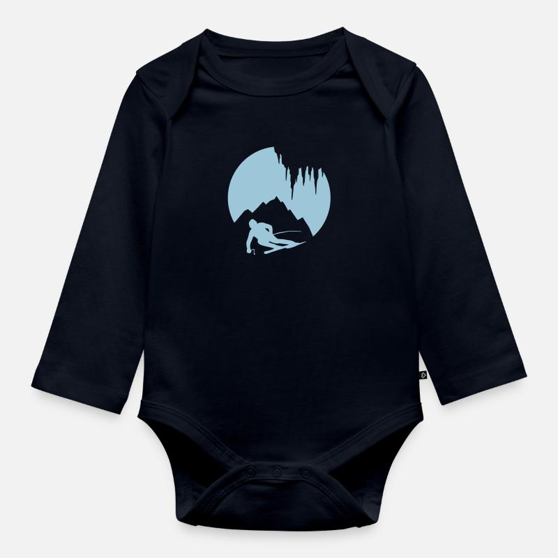 glaçons & ski - Body Bébé bio manches longues - bleu marine