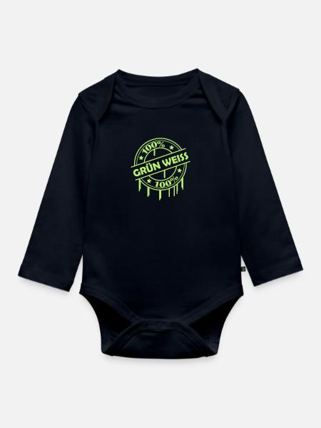 (100_gruen_weiss) - Baby Bio-Langarm-Body - Navy