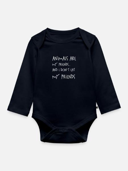 Animals are my Friends - Baby Bio-Langarm-Body - Navy