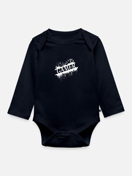 Gamer - Passion - Baby Bio-Langarm-Body - Navy