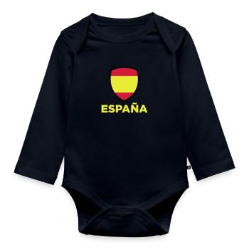 National Flag Of Spain - Organic Longsleeve Baby Bodysuit - navy - Front