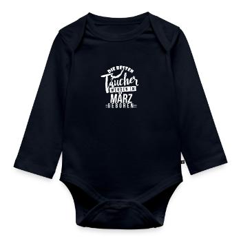 Tauchen - Taucher - Taucher Geburtstagsshirt - Baby Bio-Langarm-Body - Navy - Vorne