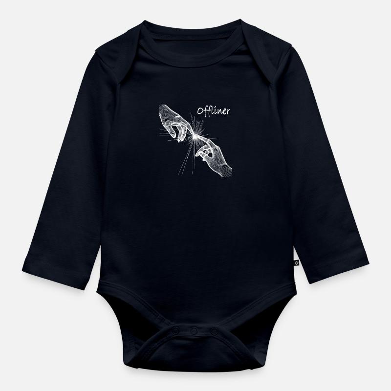 Hands Offliner - Organic Longsleeve Baby Bodysuit - navy