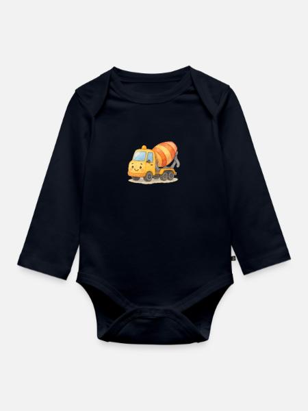 Betonmischer - Baby Bio-Langarm-Body - Navy