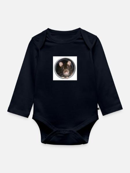 Ratte im Rohr vorn - Baby Bio-Langarm-Body - Navy