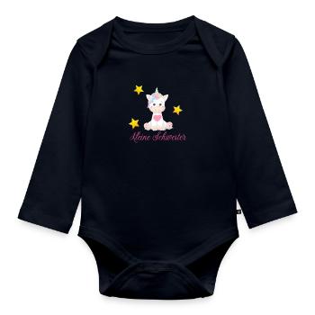 Kleine Schwester - Baby Bio-Langarm-Body - Navy - Vorne