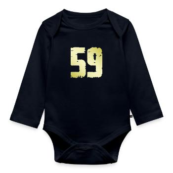 59 Nombre Vintage - Body Bébé bio manches longues - bleu marine - Devant