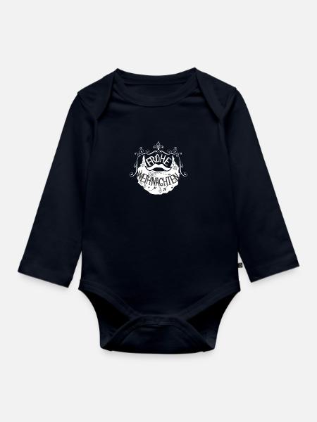 Frohe Weihnachten mit Bart - Baby Bio-Langarm-Body - Navy