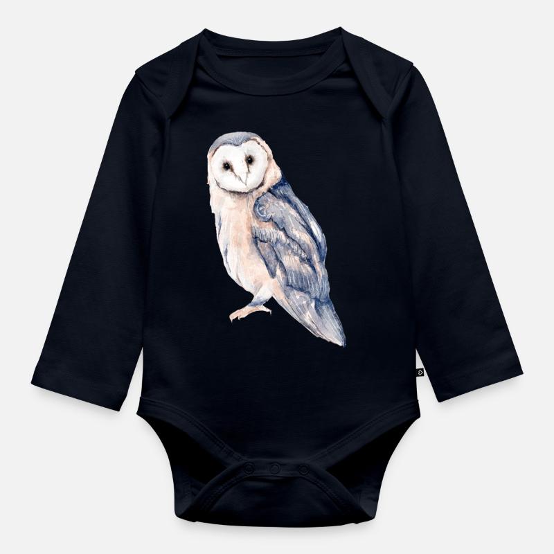 Eule - Baby Bio-Langarm-Body - Navy