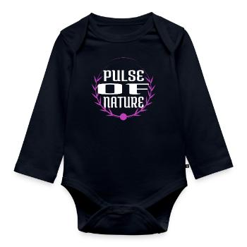 Happy Beating Heart Pristine Geek Funny Sayings - Organic Longsleeve Baby Bodysuit - navy - Front