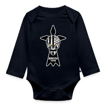 breizh skull 07 - Body Bébé bio manches longues - bleu marine - Devant