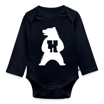 H-Bär Silhouette - Baby Bio-Langarm-Body - Navy - Vorne