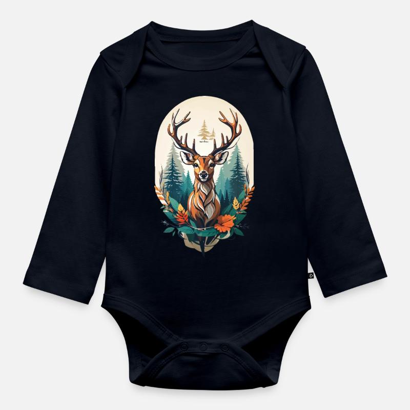 Hirsch - Baby Bio-Langarm-Body - Navy