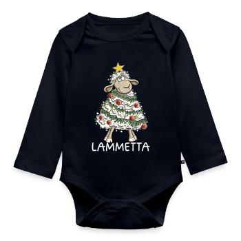 Lammetta Schaf I Weihnachten Lametta Wortspiel - Baby Bio-Langarm-Body - Navy - Vorne