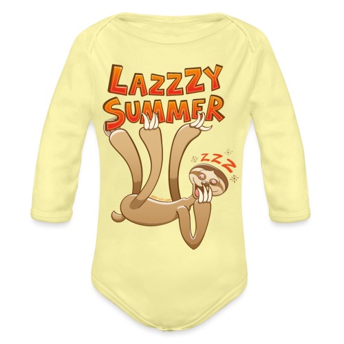 Sleepy sloth yawning and enjoying a lazy summer - Organic Longsleeve Baby Bodysuit