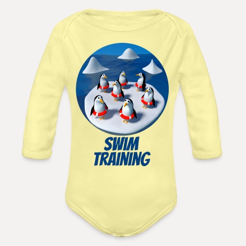 Penguins at swimming lessons - Organic Longsleeve Baby Bodysuit