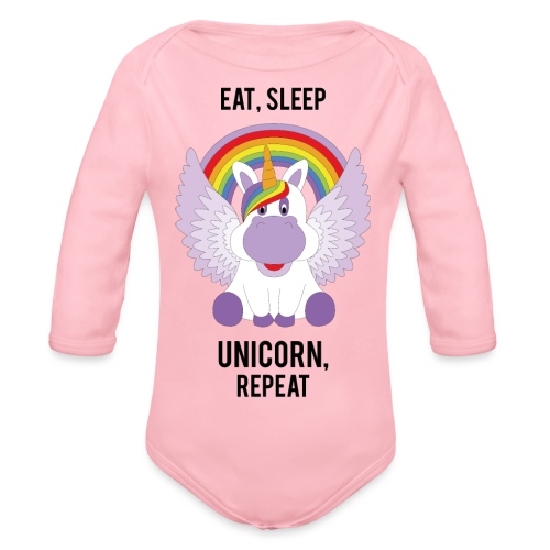Eat, sleep, unicorn, repeat - Baby bio-rompertje met lange mouwen