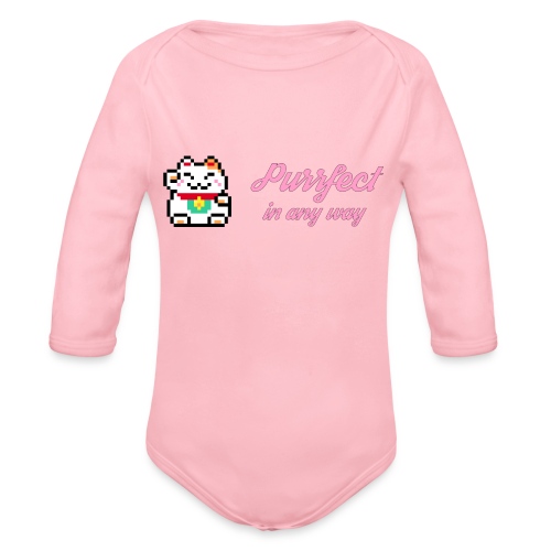 Purrfect in any way (Pink) - Organic Longsleeve Baby Bodysuit
