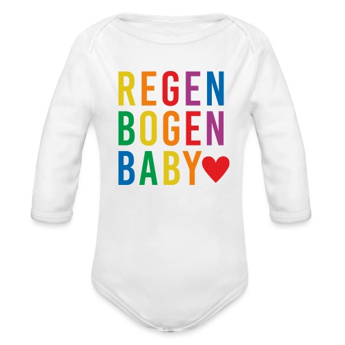 Regenbogenbaby Schwangerschaft Bauch Herz Geschenk - Baby Bio-Langarm-Body