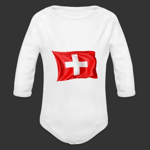 Flaga Szwajcarska Flaga Narodowa - Ekologiczne body niemowlęce z długim rękawem