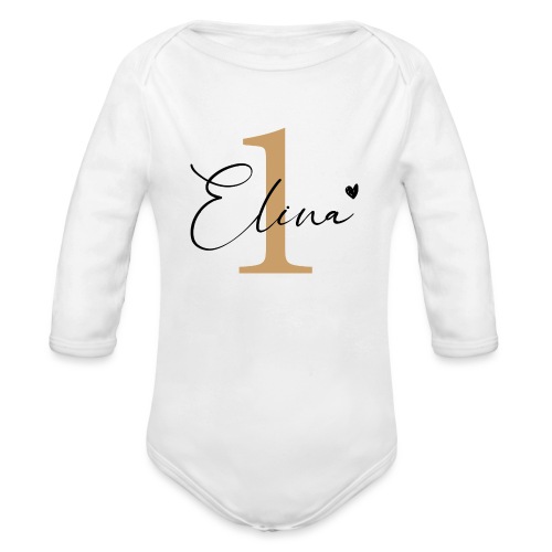 Elina First Birthday - Baby Bio-Langarm-Body
