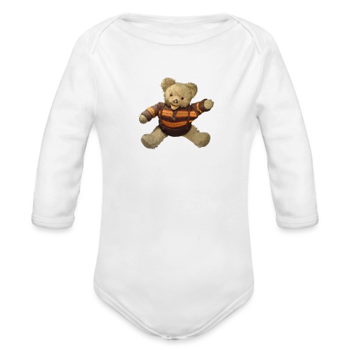 Teddybär - orange braun - Retro Vintage - Bär - Baby Bio-Langarm-Body