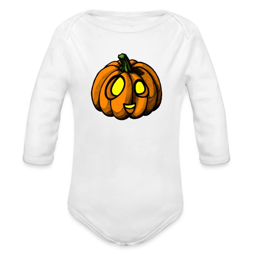 Pumpkin Halloween scribblesirii - Langærmet babybody, økologisk bomuld