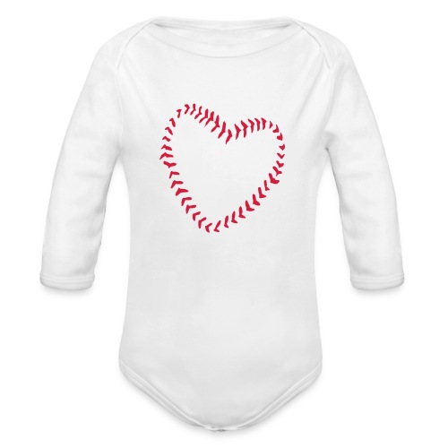 2581172 1029128891 Serce baseballowe szwów - Ekologiczne body niemowlęce z długim rękawem