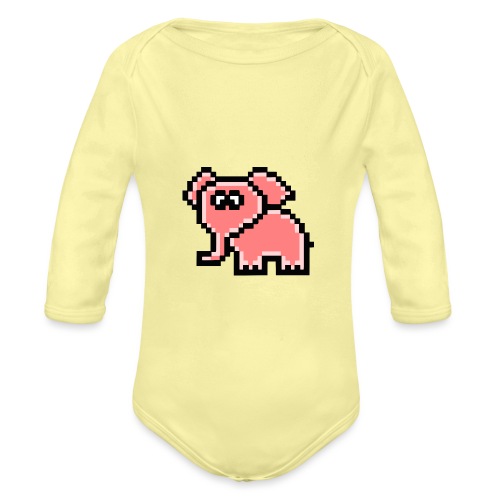 Elefant rosa - Baby Bio-Langarm-Body