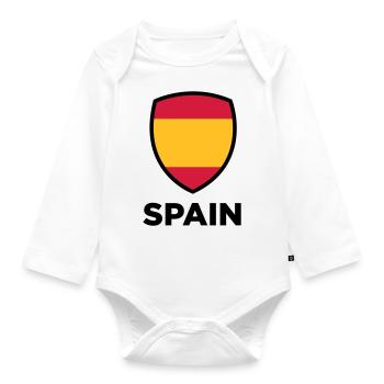 National Flag of Spain - Organic Longsleeve Baby Bodysuit - white - Front