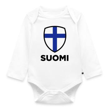 National Flag of Finland - Organic Longsleeve Baby Bodysuit - white - Front