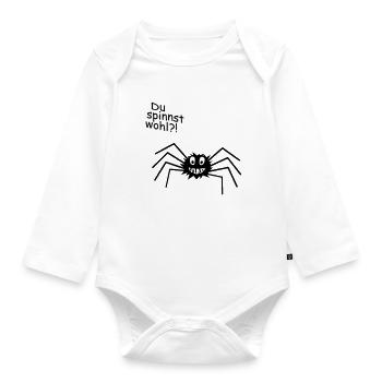 Spinne Spruch Comic lustig - Baby Bio-Langarm-Body - Weiß - Vorne