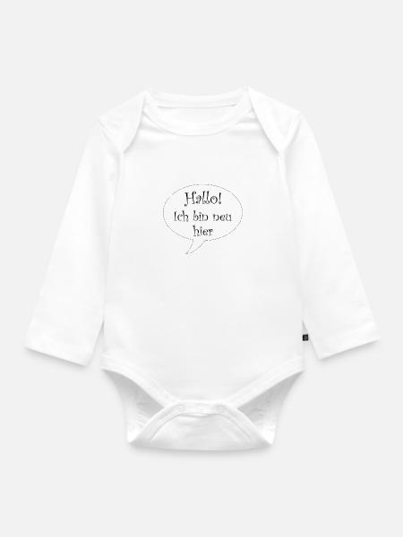 Hallo ich bin neu hier - Baby Bio-Langarm-Body - Weiß