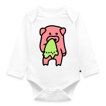 Pig sad / sick 3 - Organic Longsleeve Baby Bodysuit - white - Front