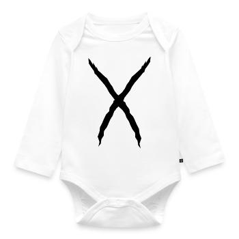 X Shape Letter Cool Scratch Wound Flesh Wound - Organic Longsleeve Baby Bodysuit - white - Front