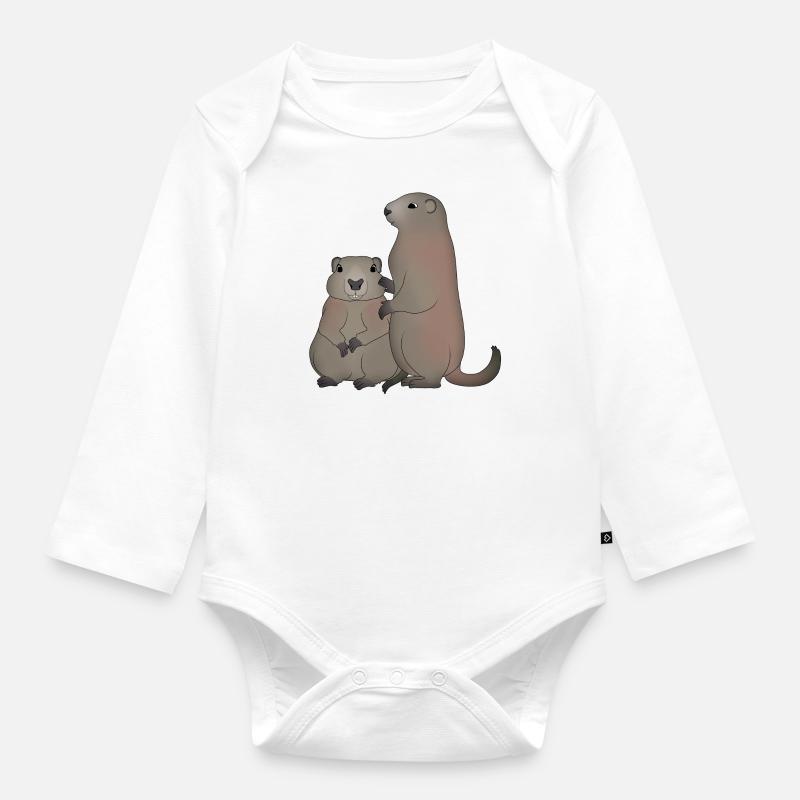 Deux marmottes - Body Bébé bio manches longues - blanc