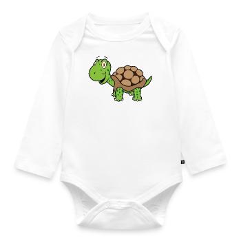 Turtle Solo - Baby Bio-Langarm-Body - Weiß - Vorne