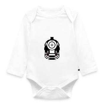 Dampflok Rauch Dampf Qualm - Baby Bio-Langarm-Body - Weiß - Vorne