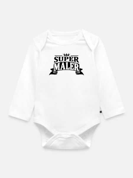 super maler - Baby Bio-Langarm-Body - Weiß