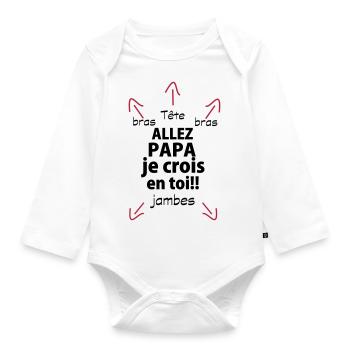 je crois en toi papa - Body Bébé bio manches longues - blanc - Devant