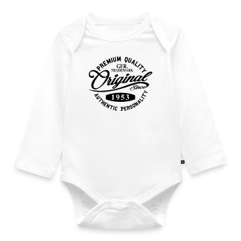 Original Since 1953 Handwriting Premium Quality - Baby Bio-Langarm-Body - Weiß - Vorne