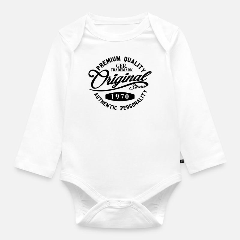 Original Since 1970 Handwriting Premium Quality - Baby Bio-Langarm-Body - Weiß