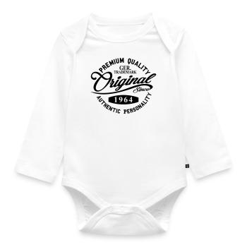 Original Since 1964 Handwriting Premium Quality - Baby Bio-Langarm-Body - Weiß - Vorne
