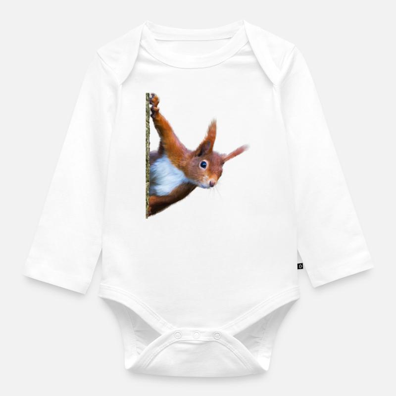 Eichhörnchen - Baby Bio-Langarm-Body - Weiß