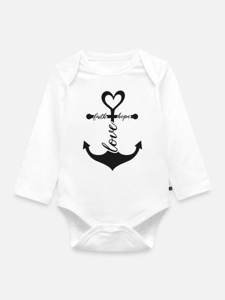 Glaube Liebe Hoffnung - Baby Bio-Langarm-Body - Weiß
