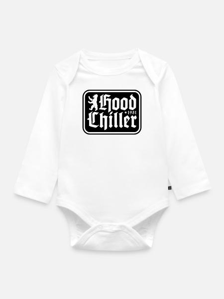 Plakette Hood Chiller Berlin - Baby Bio-Langarm-Body - Weiß