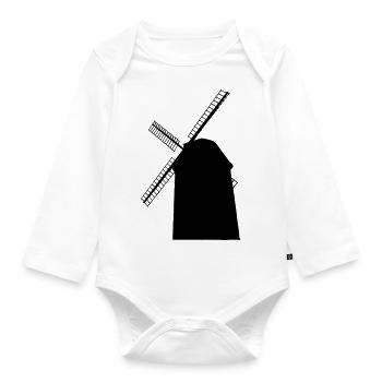 windmill - Organic Longsleeve Baby Bodysuit - white - Front