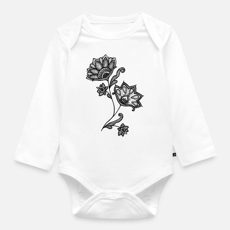 Zwei Blumen - Baby Bio-Langarm-Body - Weiß