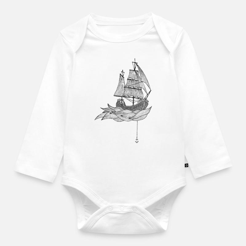 Le bateau - Body Bébé bio manches longues - blanc
